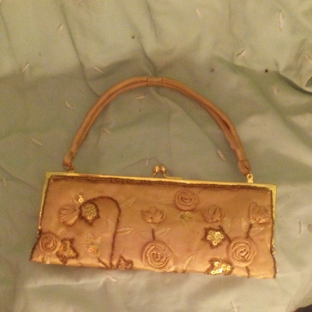 Valerie Stevens Gold Floral Clutch